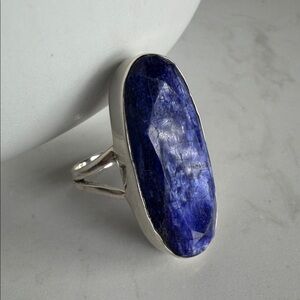 Natural Large Sodalite Sterling Silver 925 Statement Ring - size 7.5 ✨💙